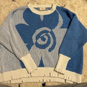 Urban Outfitters Blue and White Knit Sweater